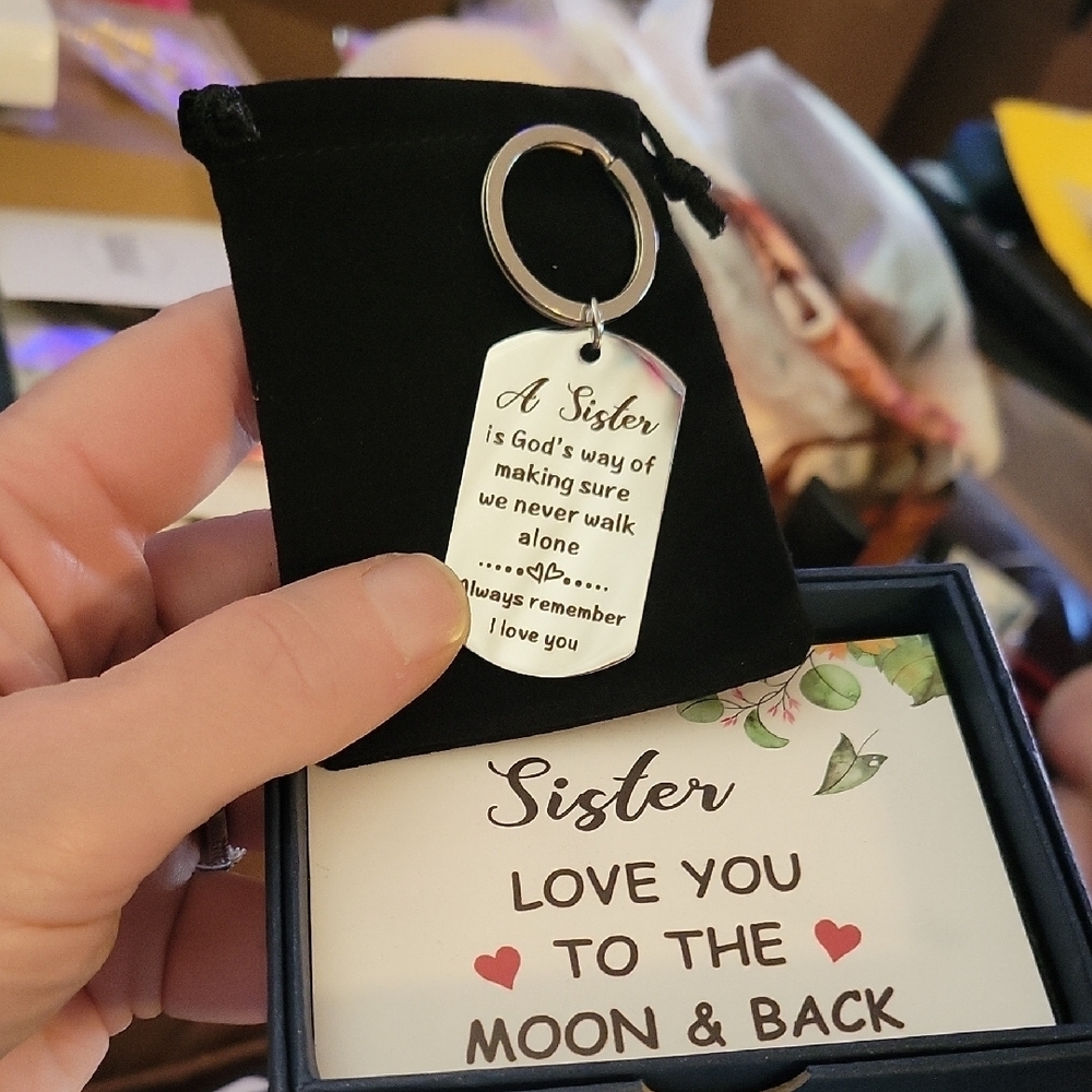 Sister Silver Inspirational Purse Charm Keychain